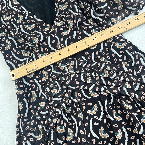 Stevie May S Anise Floral Chiffon Black Lined Short Sleeve Flowy Midi Dress - Picture 6 of 15